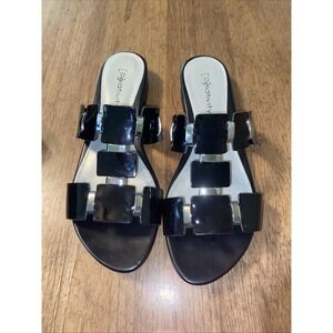 Womens Relativity Formal Black And Silver Slip On Sandle Size 11M
